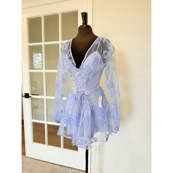 NWT For Love and Lemons Presley Bow Print Mini Corset Dress | Size M - Picture 5 of 8